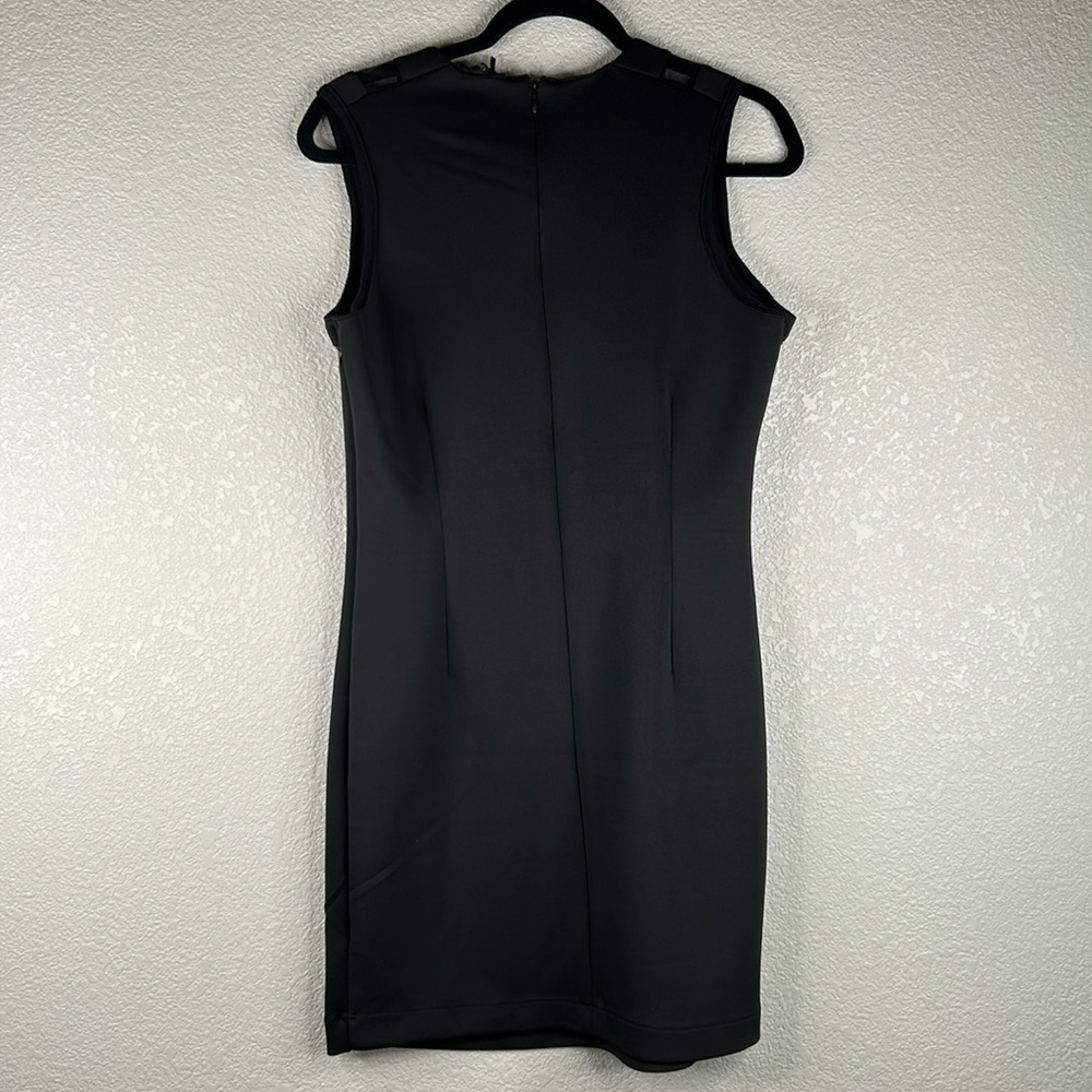 DEX Black Sleeveless Sheer Detail Sheath Cocktail Little Black Dress Size Large - Picture 3 of 5